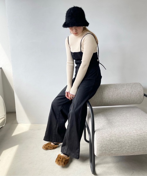 SANSeLF（サンセルフ）の「フロントジップオールインワン【SANSeLF】sanw22a033（つなぎ/オールインワン・レディース・ホワイト/ブラック・FREE）」の5枚目の写真