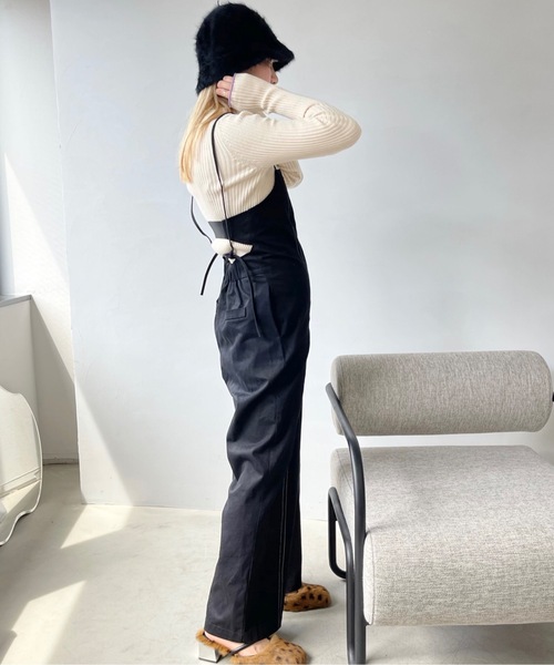 SANSeLF（サンセルフ）の「フロントジップオールインワン【SANSeLF】sanw22a033（つなぎ/オールインワン・レディース・ホワイト/ブラック・FREE）」の6枚目の写真