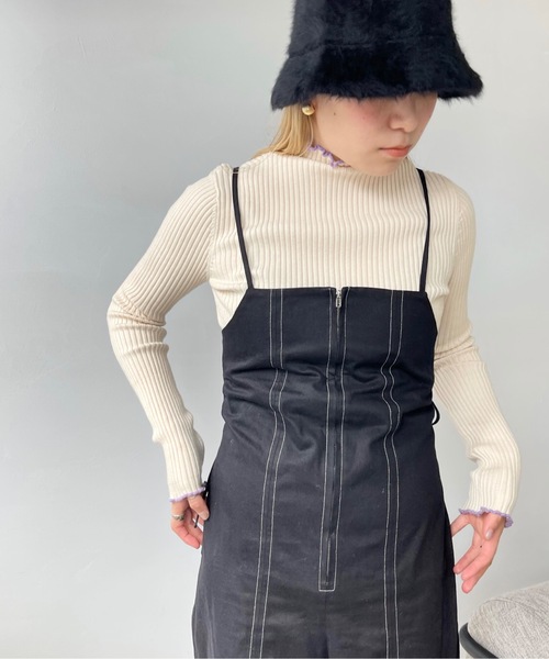 SANSeLF（サンセルフ）の「フロントジップオールインワン【SANSeLF】sanw22a033（つなぎ/オールインワン・レディース・ホワイト/ブラック・FREE）」の7枚目の写真