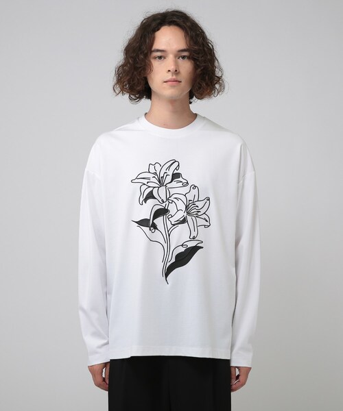 tk.TAKEO KIKUCHI（ティーケータケオキクチ）の「◆Line Plant ロングスリーブTシャツ（ユニセックスアイテム）（Tシャツ/カットソー・メンズ・ブラック/ピンク系/ホワイト/ブラック系5/ブラック系8/ホワイト系6/ホワイト系9・01/02/03）」の9枚目の写真