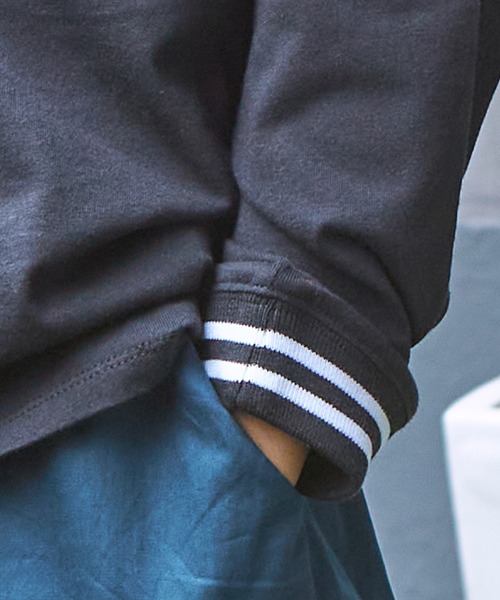 PAIRMANON STREET（ペアマノンストリート）の「【PAIRMANON STREET】【プレミアムコットン100】ユニセックスボーダーリブ胸ポケット長袖Tシャツ（Tシャツ/カットソー・キッズ・ホワイト/イエロー/ブラック系その他・90/100/110/120/130/140/150）」の6枚目の写真