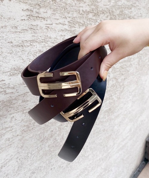 one after another NICE CLAUP(ワンアフターアナザーナイスクラップ)の「スクエアバックルベルト(ベルト・レディース・ブラック/ダークブラウン・FREE)」の6枚目の写真