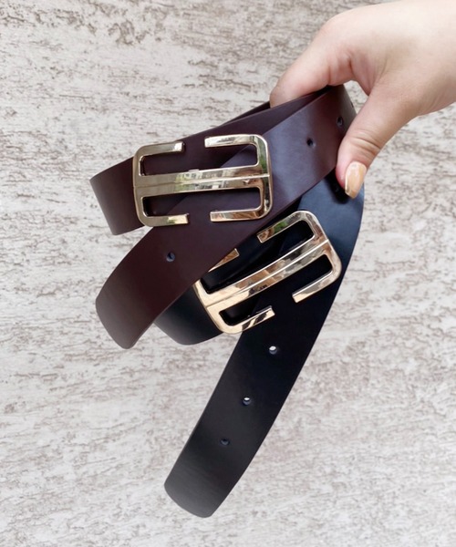 one after another NICE CLAUP(ワンアフターアナザーナイスクラップ)の「スクエアバックルベルト(ベルト・レディース・ブラック/ダークブラウン・FREE)」の7枚目の写真