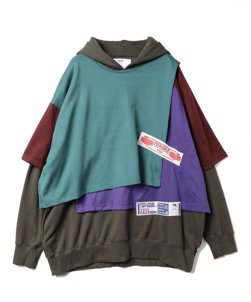 amok（アモク）の「FRAGILE TAPE PARKA（パーカー・メンズ・チャコール/ブルー・M/S/L）」の2枚目の写真
