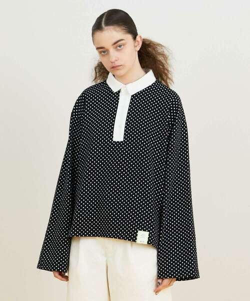 FRAPBOIS（フラボア）の「ロングラガー カットソー（Tシャツ/カットソー・レディース・ホワイト×ブラック/ドット・1/2）」の2枚目の写真