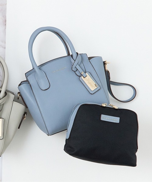 SALON de RUBAN(サロンドルヴァン)の「【SALON de RUBAN / サロン ド ルヴァン】 2wayハンドバッグ ポーチ付き(ハンドバッグ・レディース・ブラック/グレー/ブルー/パープル/グリーン/ライトグレー/ホワイト/ベージュ/ラベンダー/アイボリー/キャメル/レッド/ダークグリーン・FREE)」の9枚目の写真