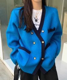 Jasmine Grandiflorum | 【Jasmine】ビッグシルエットダブルボタンニットカーディガン(カーディガン/ボレロ)