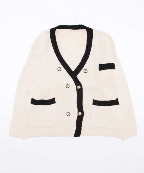 Jasmine Grandiflorum（ジャスミングランディフローラム）の「【Jasmine】ビッグシルエットダブルボタンニットカーディガン（カーディガン/ボレロ・レディース・ブラック/レッド/ブルー/グリーン/ホワイト・FREE）」の7枚目の写真