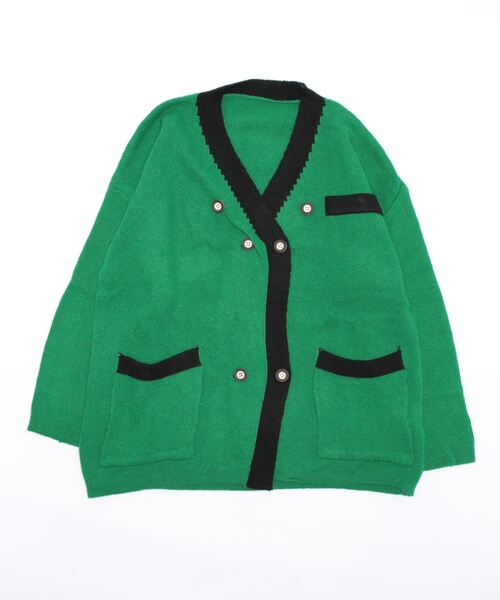 Jasmine Grandiflorum（ジャスミングランディフローラム）の「【Jasmine】ビッグシルエットダブルボタンニットカーディガン（カーディガン/ボレロ・レディース・ブラック/レッド/ブルー/グリーン/ホワイト・FREE）」の9枚目の写真