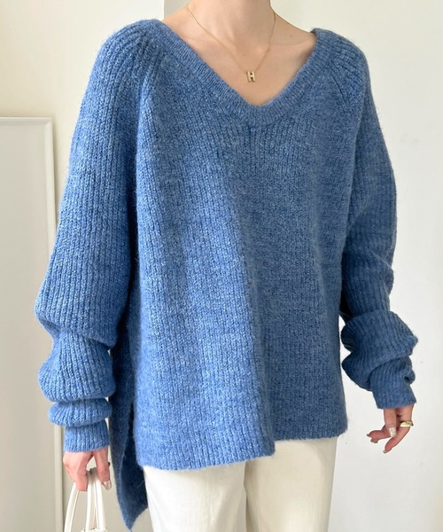 Doula Doula（ドゥーラドゥーラ）の「バックシャンふわふわオーバーニット（ニット/セーター・レディース・ベージュ/ブルー/グリーン・FREE）」の13枚目の写真