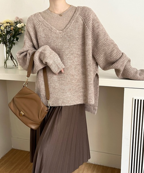 Doula Doula（ドゥーラドゥーラ）の「バックシャンふわふわオーバーニット（ニット/セーター・レディース・ベージュ/ブルー/グリーン・FREE）」の16枚目の写真