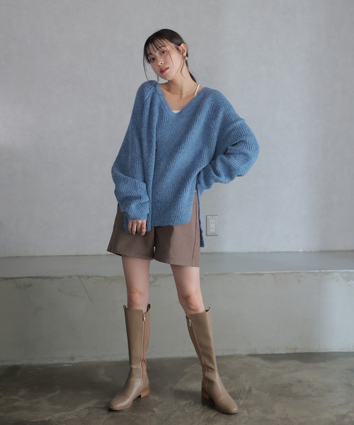 Doula Doula（ドゥーラドゥーラ）の「バックシャンふわふわオーバーニット（ニット/セーター・レディース・ベージュ/ブルー/グリーン・FREE）」の22枚目の写真