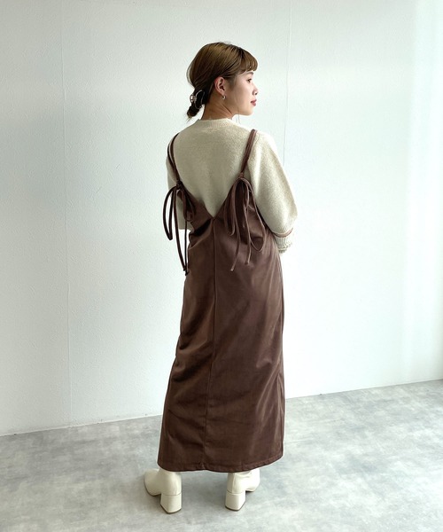 w closet（ダブルクローゼット）の「【マルチウェイ】マットベロアキャミワンピース（ワンピース・レディース・ダークブラウン系1/ブラック/ピンクベージュ・FREE）」の11枚目の写真