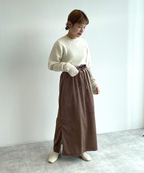 w closet（ダブルクローゼット）の「【マルチウェイ】マットベロアキャミワンピース（ワンピース・レディース・ダークブラウン系1/ブラック/ピンクベージュ・FREE）」の16枚目の写真