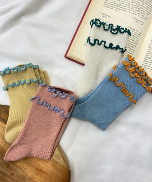 WEGO(ウィゴー)の「WEGO/ダブルメローソックス(ソックス/靴下・レディース・ピンク/イエロー/ブルー/オフホワイト/ブラック/ホワイト系その他/グレー/ホワイト/サックスブルー/グレー系その他・FREE)」の17枚目の写真