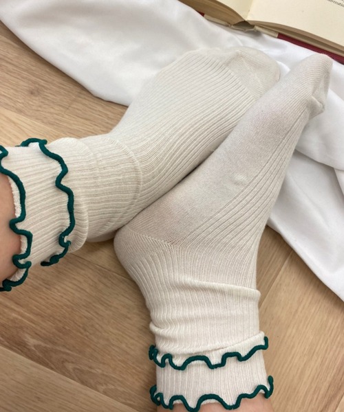 WEGO(ウィゴー)の「WEGO/ダブルメローソックス(ソックス/靴下・レディース・ピンク/イエロー/ブルー/オフホワイト/ブラック/ホワイト系その他/グレー/ホワイト/サックスブルー/グレー系その他・FREE)」の11枚目の写真