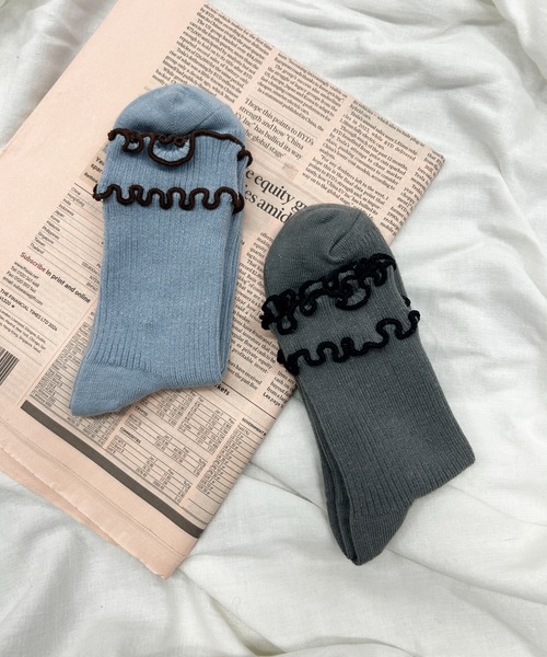 WEGO(ウィゴー)の「WEGO/ダブルメローソックス(ソックス/靴下・レディース・ピンク/イエロー/ブルー/オフホワイト/ブラック/ホワイト系その他/グレー/ホワイト/サックスブルー/グレー系その他・FREE)」の12枚目の写真