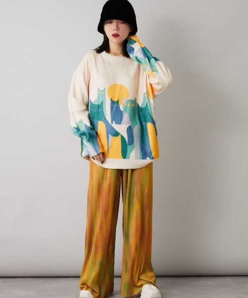Bloom Closet(ブルームクローゼット)の「よるねこプリントニットソー(ニット/セーター・レディース・アイボリー/ブラック・MEDIUM/LARGE)」の10枚目の写真