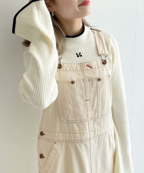 w closet(ダブルクローゼット)の「バックスリットサロペットジャンパースカート(サロペット/オーバーオール・レディース・グレー/アイボリー・FREE)」の9枚目の写真