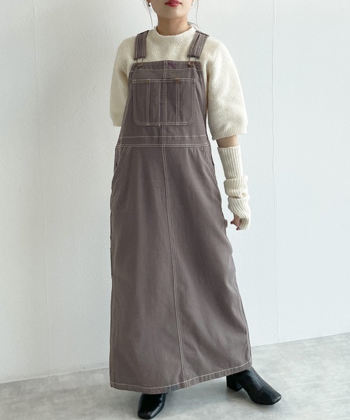 w closet(ダブルクローゼット)の「バックスリットサロペットジャンパースカート(サロペット/オーバーオール・レディース・グレー/アイボリー・FREE)」の7枚目の写真