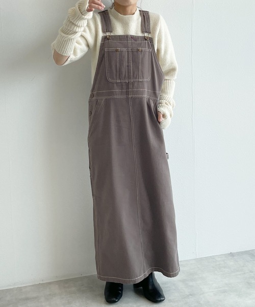 w closet(ダブルクローゼット)の「バックスリットサロペットジャンパースカート(サロペット/オーバーオール・レディース・グレー/アイボリー・FREE)」の11枚目の写真