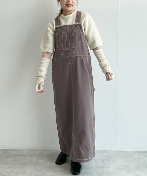 w closet(ダブルクローゼット)の「バックスリットサロペットジャンパースカート(サロペット/オーバーオール・レディース・グレー/アイボリー・FREE)」の19枚目の写真