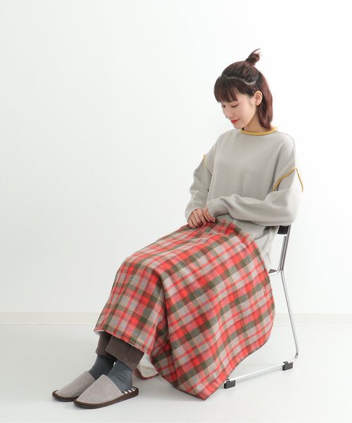 LBC（エルビーシー）の「チェック柄ブランケット（ブランケット・レディース・ブラック/オレンジ系・FREE）」の15枚目の写真