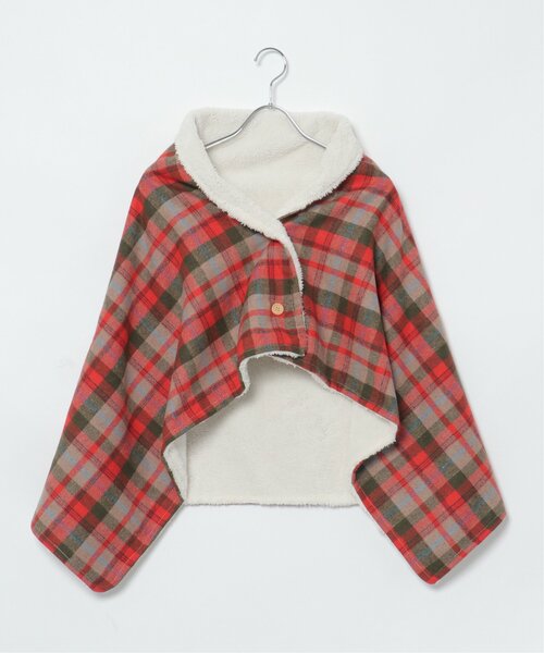 LBC（エルビーシー）の「チェック柄ブランケット（ブランケット・レディース・ブラック/オレンジ系・FREE）」の2枚目の写真