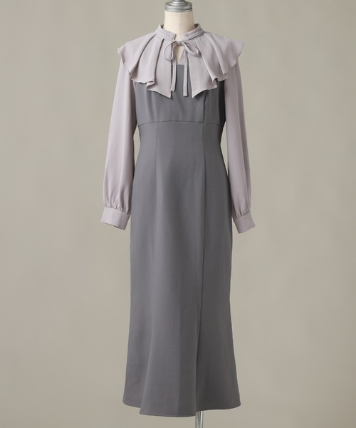 Cheek（チーク）の「長袖フリルドッキングワンピース（ワンピース・レディース・ブラック/グレー・SMALL/MEDIUM）」の4枚目の写真