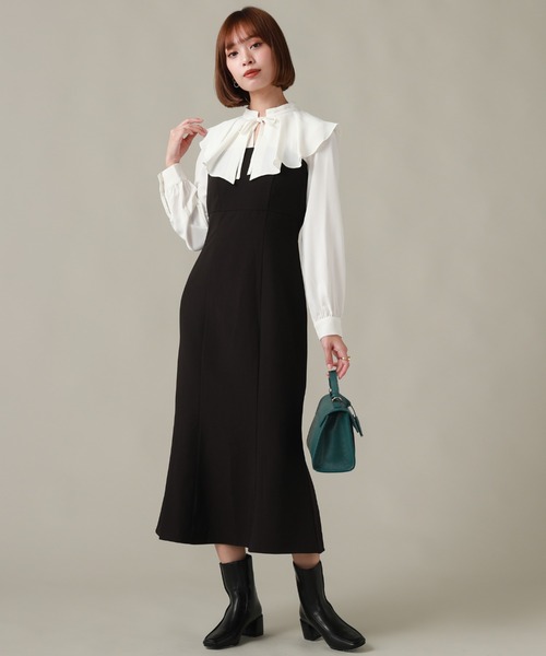 Cheek（チーク）の「長袖フリルドッキングワンピース（ワンピース・レディース・ブラック/グレー・SMALL/MEDIUM）」の12枚目の写真