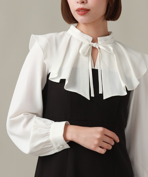 Cheek（チーク）の「長袖フリルドッキングワンピース（ワンピース・レディース・ブラック/グレー・SMALL/MEDIUM）」の14枚目の写真