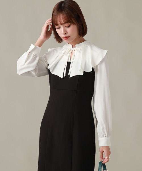 Cheek（チーク）の「長袖フリルドッキングワンピース（ワンピース・レディース・ブラック/グレー・SMALL/MEDIUM）」の15枚目の写真