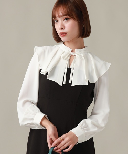 Cheek（チーク）の「長袖フリルドッキングワンピース（ワンピース・レディース・ブラック/グレー・SMALL/MEDIUM）」の16枚目の写真