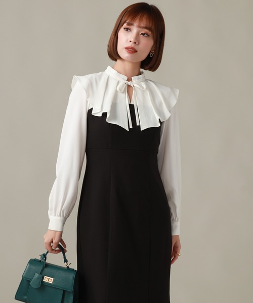 Cheek（チーク）の「長袖フリルドッキングワンピース（ワンピース・レディース・ブラック/グレー・SMALL/MEDIUM）」の17枚目の写真