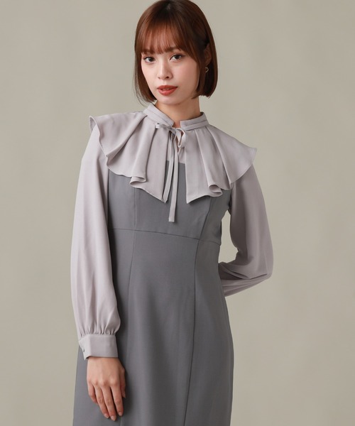 Cheek（チーク）の「長袖フリルドッキングワンピース（ワンピース・レディース・ブラック/グレー・SMALL/MEDIUM）」の21枚目の写真