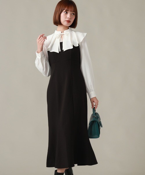 Cheek（チーク）の「長袖フリルドッキングワンピース（ワンピース・レディース・ブラック/グレー・SMALL/MEDIUM）」の9枚目の写真