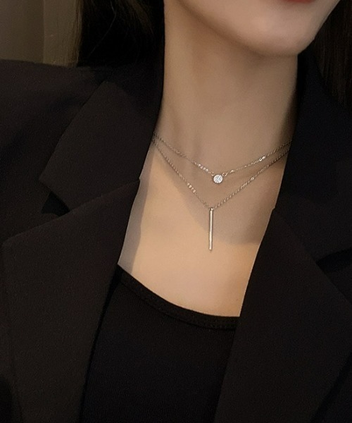 LAC-VERT（ラック・ヴェール）の「２連シンプルネックレス（ネックレス・レディース・シルバー・FREE）」の3枚目の写真