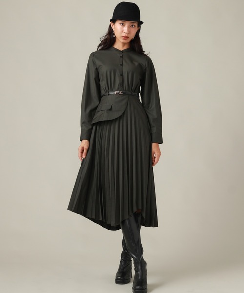 Cheek(チーク)の「コルセットベルト付きプリーツワンピース(ワンピース・レディース・ネイビー/グレー/カーキ・SMALL/MEDIUM)」の21枚目の写真