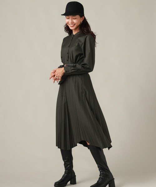 Cheek(チーク)の「コルセットベルト付きプリーツワンピース(ワンピース・レディース・ネイビー/グレー/カーキ・SMALL/MEDIUM)」の16枚目の写真
