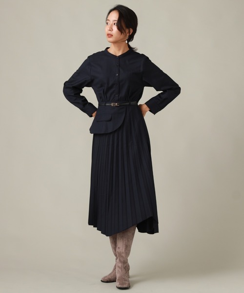 Cheek(チーク)の「コルセットベルト付きプリーツワンピース(ワンピース・レディース・ネイビー/グレー/カーキ・SMALL/MEDIUM)」の19枚目の写真