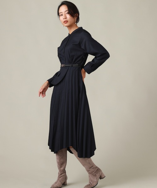 Cheek(チーク)の「コルセットベルト付きプリーツワンピース(ワンピース・レディース・ネイビー/グレー/カーキ・SMALL/MEDIUM)」の22枚目の写真