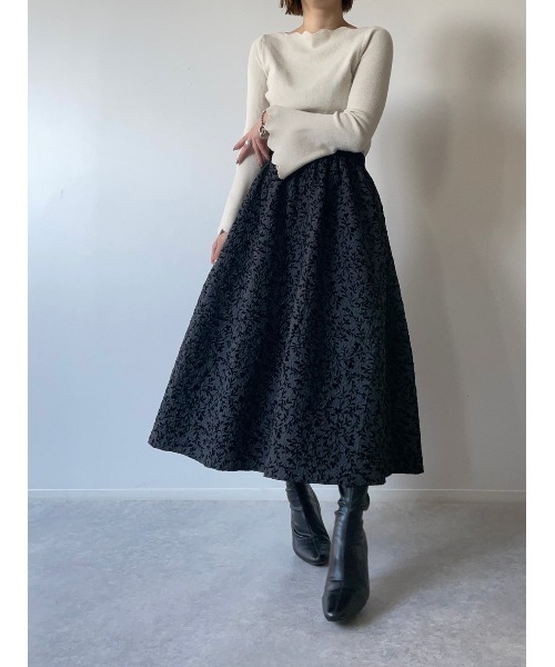 Edit Sheen(エディットシーン)の「フラワープリントフレアスカート(スカート・レディース・ダークグレー/ホワイト・M)」の14枚目の写真