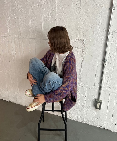 shesame（シーセム）の「グラデーションカラーモヘアライクカーデ（カーディガン/ボレロ・レディース・パープル系/ブルー系/イエロー系/グリーン系・MEDIUM/LARGE）」の14枚目の写真