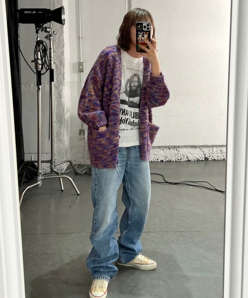 shesame（シーセム）の「グラデーションカラーモヘアライクカーデ（カーディガン/ボレロ・レディース・パープル系/ブルー系/イエロー系/グリーン系・MEDIUM/LARGE）」の12枚目の写真