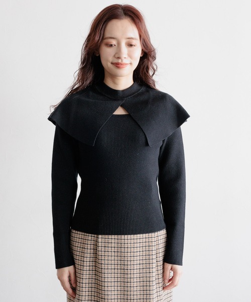 mysty woman（ミスティウーマン）の「【WEB限定】あざとセーラーニット　180170（ニット/セーター・レディース・ブラック/アイボリー/モカ・FREE）」の10枚目の写真