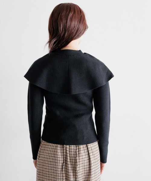 mysty woman（ミスティウーマン）の「【WEB限定】あざとセーラーニット　180170（ニット/セーター・レディース・ブラック/アイボリー/モカ・FREE）」の7枚目の写真