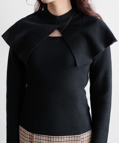 mysty woman（ミスティウーマン）の「【WEB限定】あざとセーラーニット　180170（ニット/セーター・レディース・ブラック/アイボリー/モカ・FREE）」の4枚目の写真