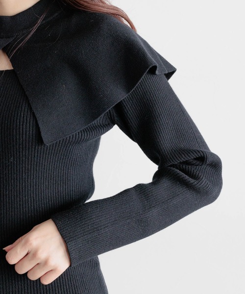 mysty woman（ミスティウーマン）の「【WEB限定】あざとセーラーニット　180170（ニット/セーター・レディース・ブラック/アイボリー/モカ・FREE）」の6枚目の写真