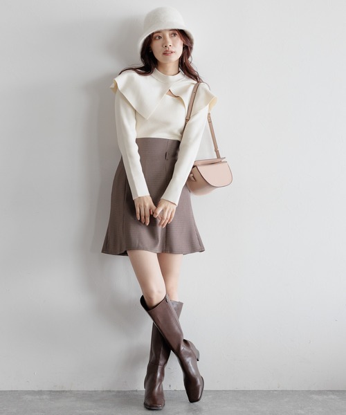 mysty woman（ミスティウーマン）の「【WEB限定】あざとセーラーニット　180170（ニット/セーター・レディース・ブラック/アイボリー/モカ・FREE）」の5枚目の写真