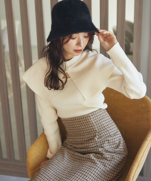 mysty woman（ミスティウーマン）の「【WEB限定】あざとセーラーニット　180170（ニット/セーター・レディース・ブラック/アイボリー/モカ・FREE）」の20枚目の写真